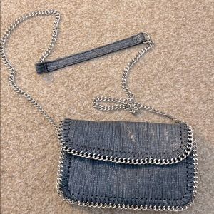 Blue Silver Metal Chain Purse